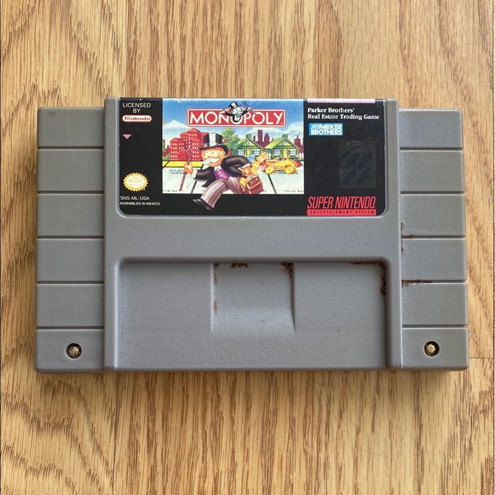 Nintendo SNES Monopoly Game Cartridge Super Nintendo